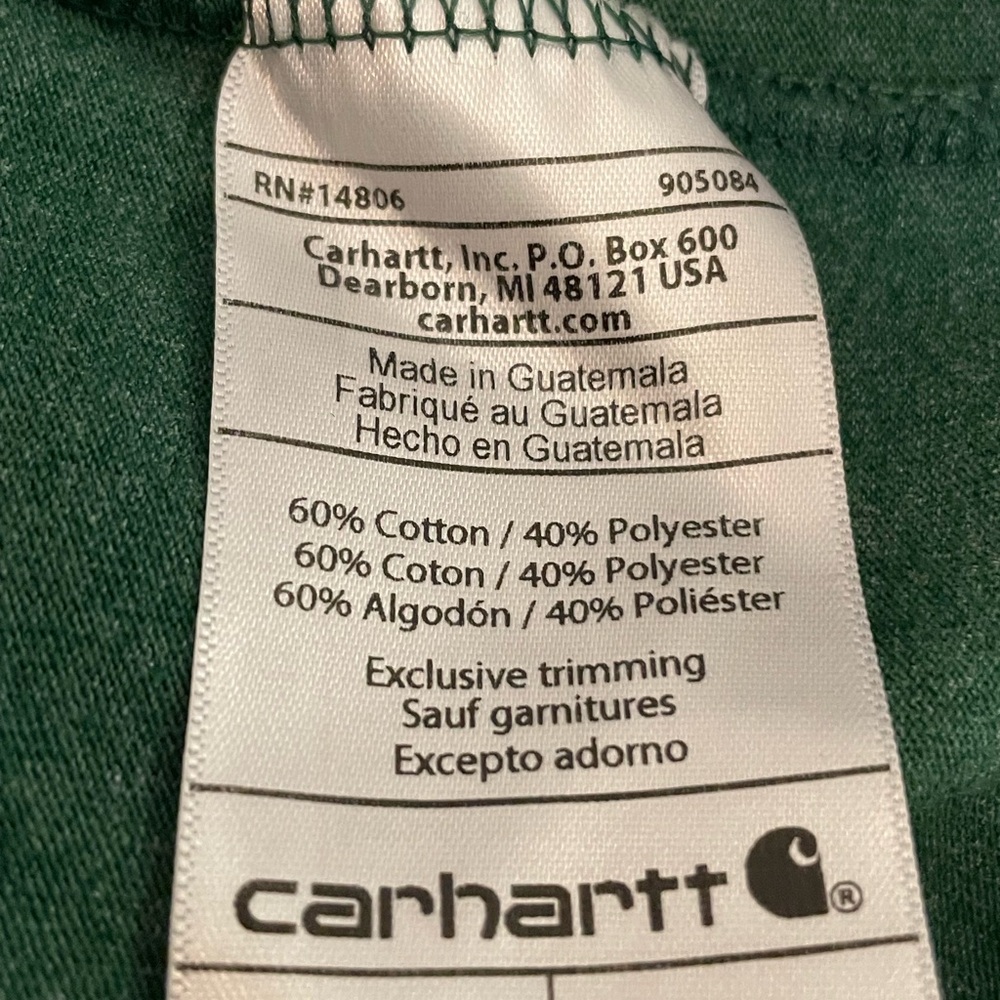 Carhartt T-shirt men’s Large Loose fit Hunter green W/Logo on front pocket - Picture 6 of 8